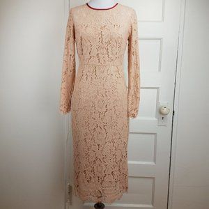 Boden | Peach Blush Lace Midi Dress Size 6L
